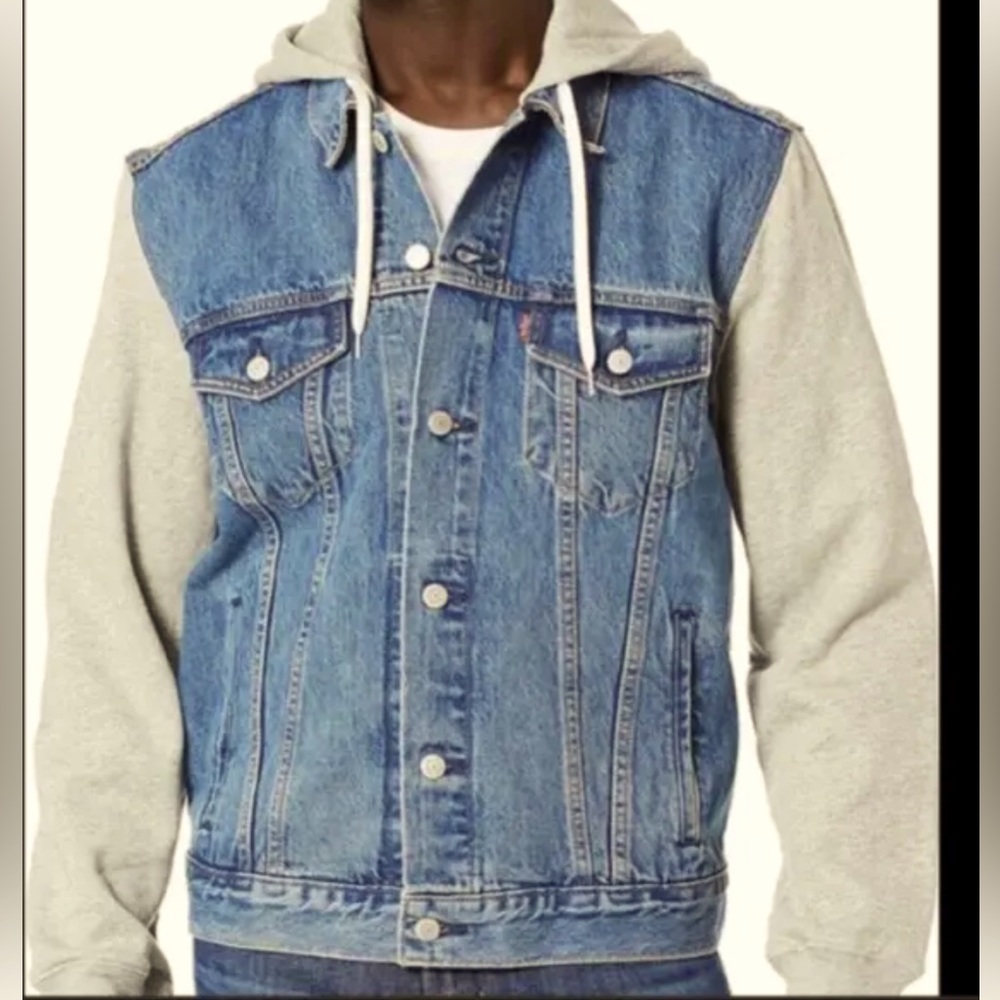 Levi's  Water Less™ Mens Hybrid Hoodie Denim Trucker Jacket XXL 2XL